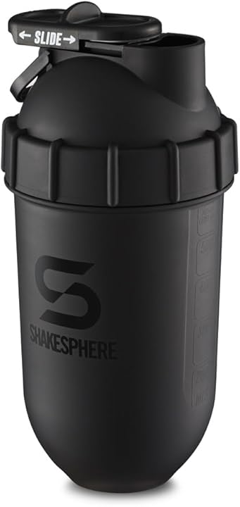 ShakeSphere Tumbler Protein Shaker Bottle 24oz Capsule Matte Black