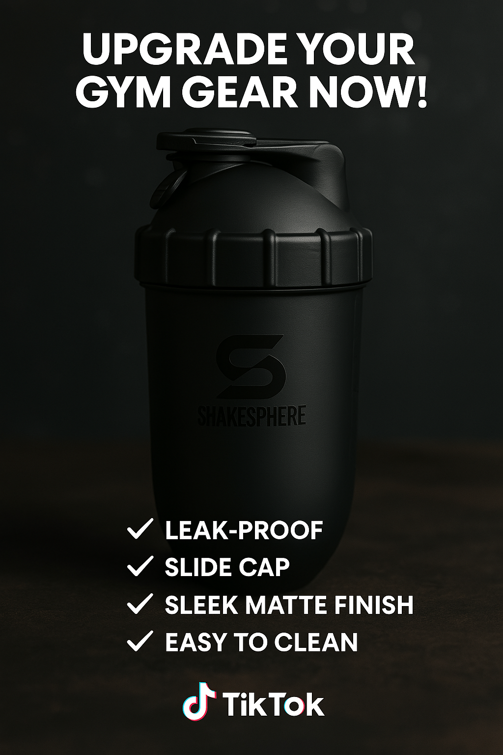 ShakeSphere Tumbler Protein Shaker Bottle 24oz Capsule Matte Black