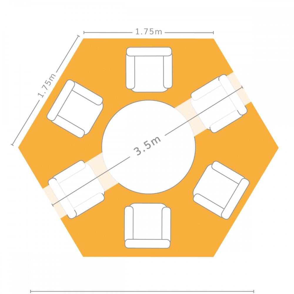 3.5m Hexagonal Pop-Up Gazebo, 6 Side Panels, Grey