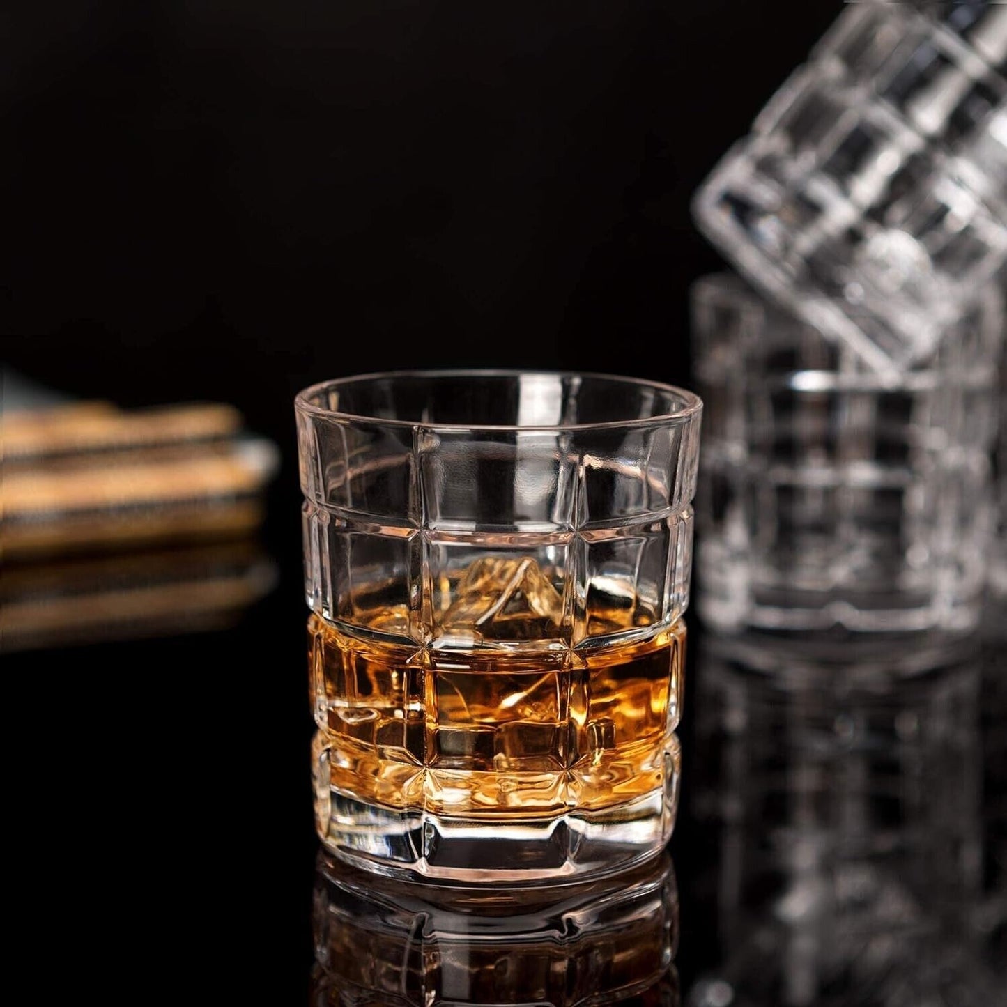 Crystal Whiskey Glasses Bar Gift Scotch, Bourbon Tumblers Set Of 4
