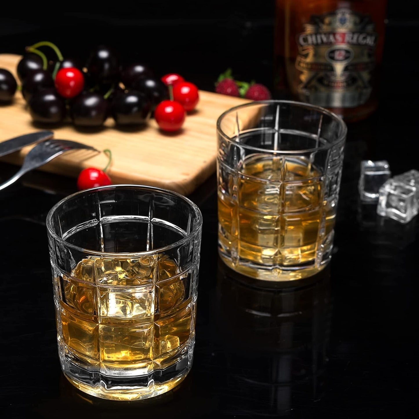 Crystal Whiskey Glasses Bar Gift Scotch, Bourbon Tumblers Set Of 4