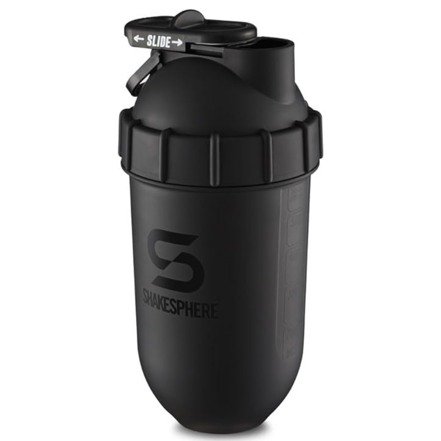 ShakeSphere Tumbler Protein Shaker Bottle 24oz Capsule Matte Black