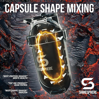 ShakeSphere Tumbler Protein Shaker Bottle 24oz Capsule Matte Black