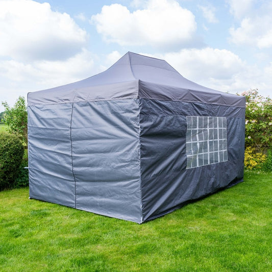 Pop Up 3x4.5 Gazebo With Sides - Dark Grey