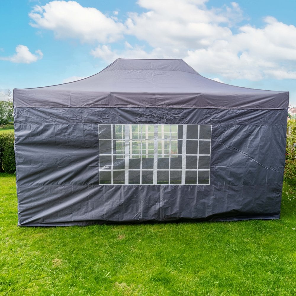 Pop Up 3x4.5 Gazebo With Sides - Dark Grey
