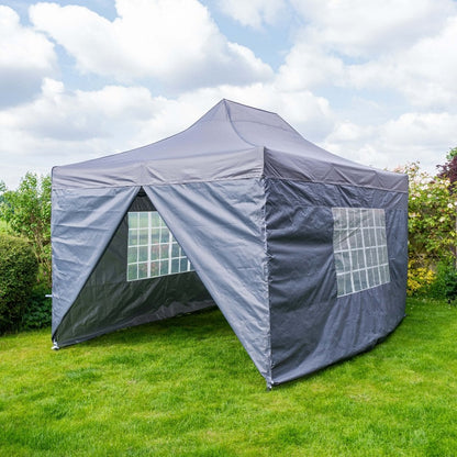 Pop Up 3x4.5 Gazebo With Sides - Dark Grey