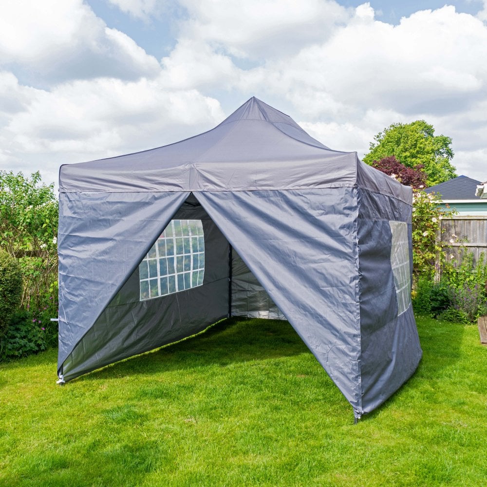 Pop Up 3x4.5 Gazebo With Sides - Dark Grey