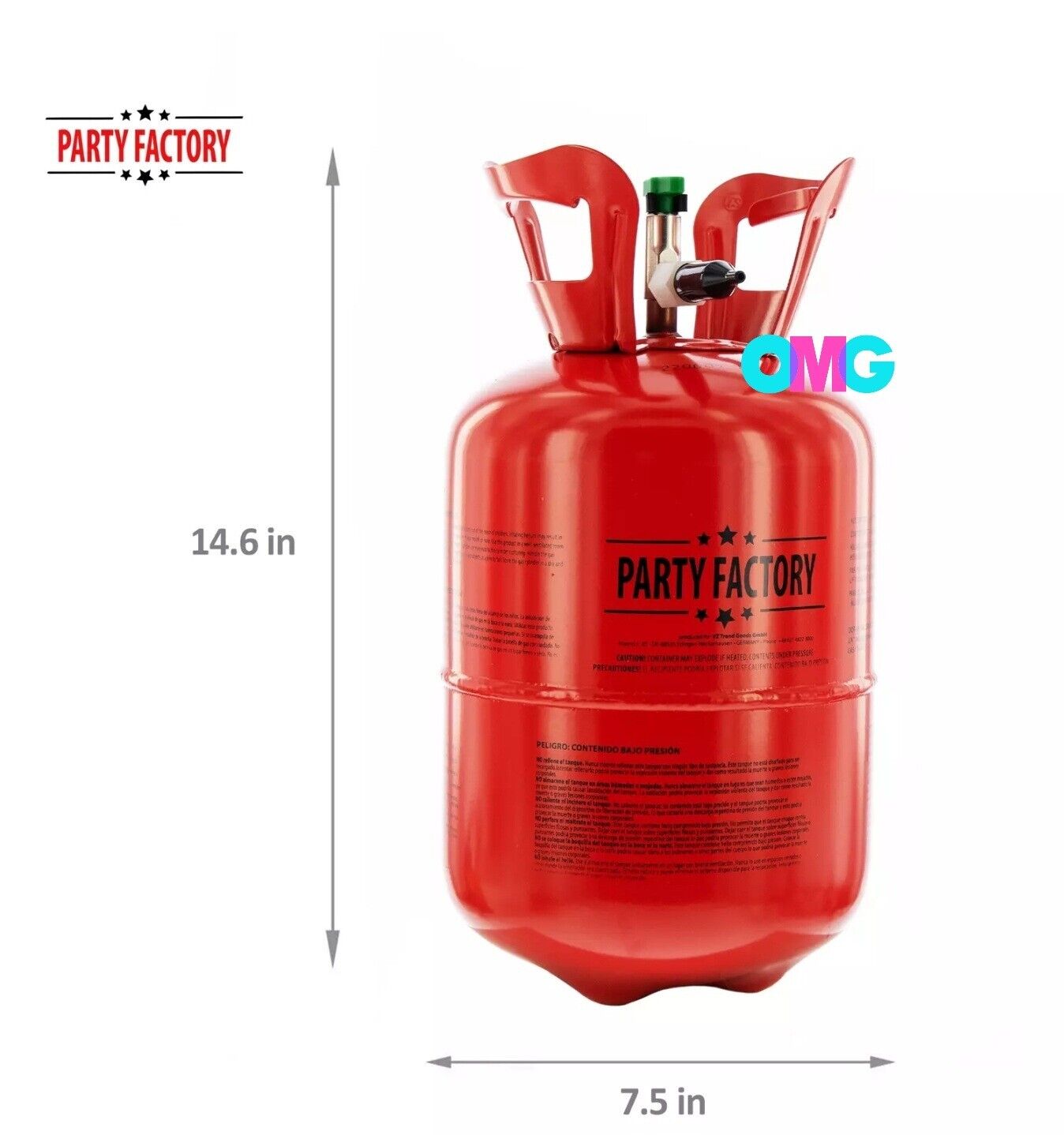 Party Factory Helium balloon gas for up to 30 balloons helium bottle 7 cu. gas