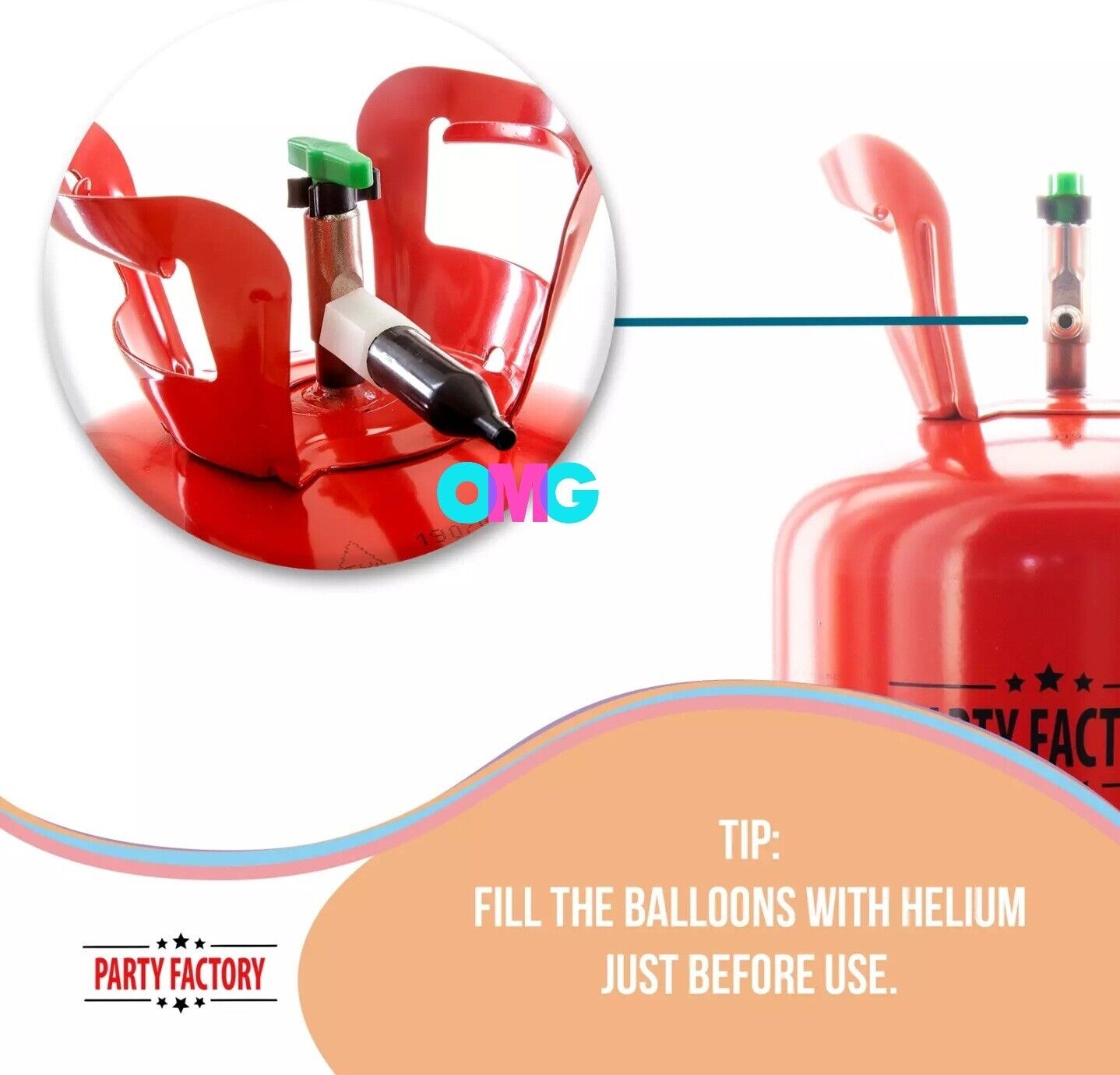 Party Factory Helium balloon gas for up to 30 balloons helium bottle 7 cu. gas