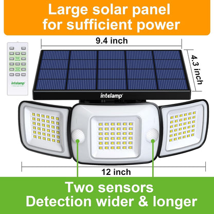 2X Solar Security Light 1200LM | 6000mAh | Motion Sensor | IP65 | Remote